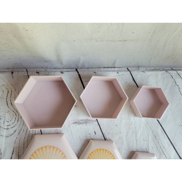 VTG 80s Set of Purple Nesting Jewelry Trinket Boxes Seashell Graphic - Picture 6 of 12